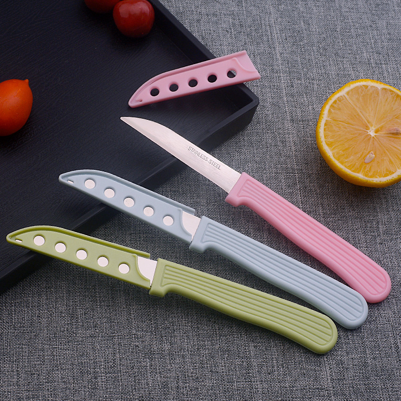 Con juego de cuchillos, cuchillo conveniente, cuchillo de cáscara, pelador, corte de frutas, cuchillo simple para el hogar, mini cuchillo de frutas de acero inoxidable