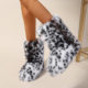 Europe and the United States cross-border new long hair boots women's winter y2k hot girls fashion warm thick bottom boots leopard print snow boots