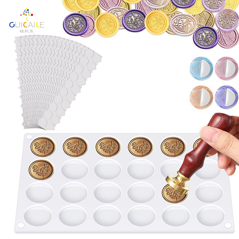 24-Piece Round Silicone Wax Seal Mold DIY Holiday Wine Gift Sealing 30 Cylindrical Wax Seal Stamp Set