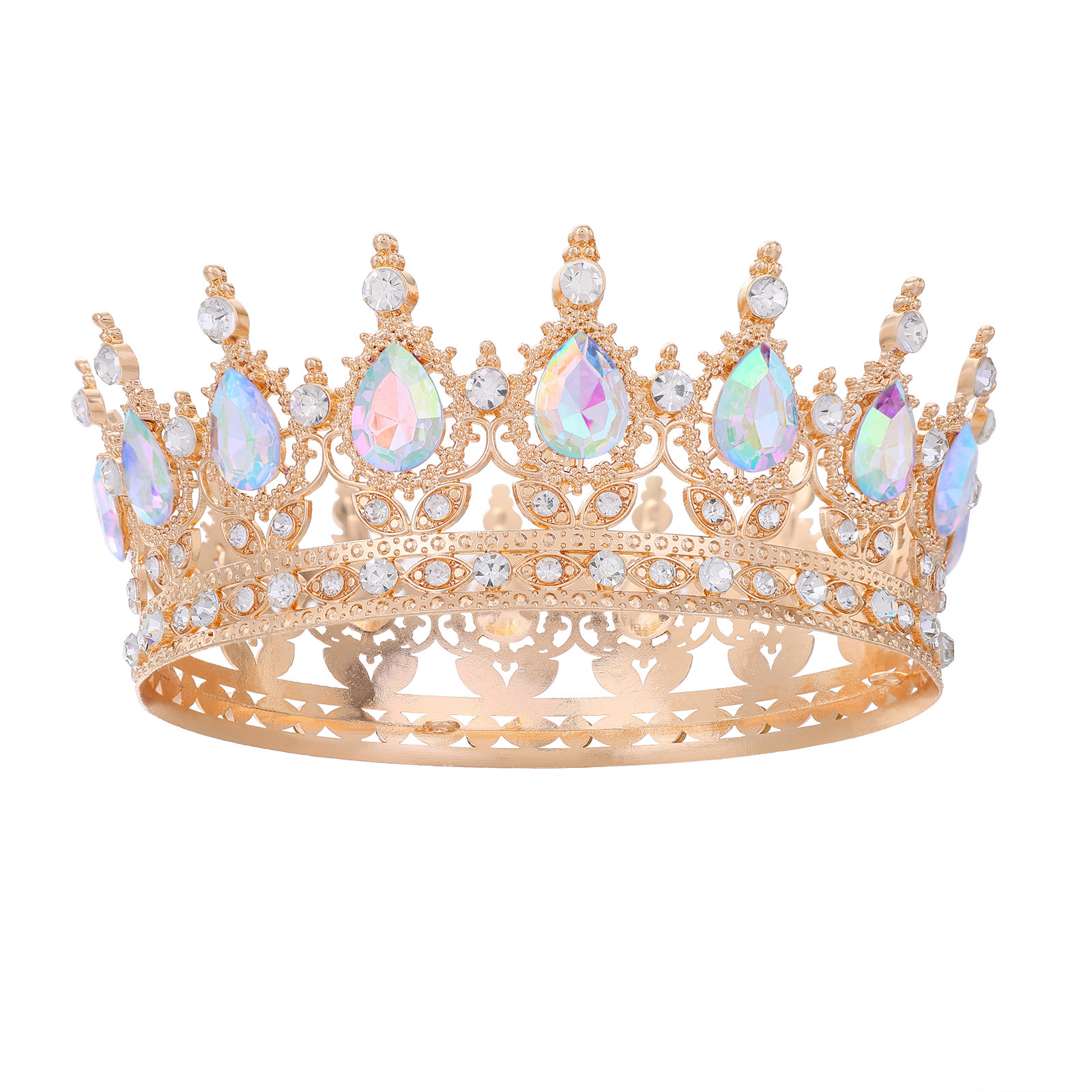Barroco transfronterizo corona redonda cabeza de novia europea regalo de cumpleaños barroco corona redonda joyas para el pelo