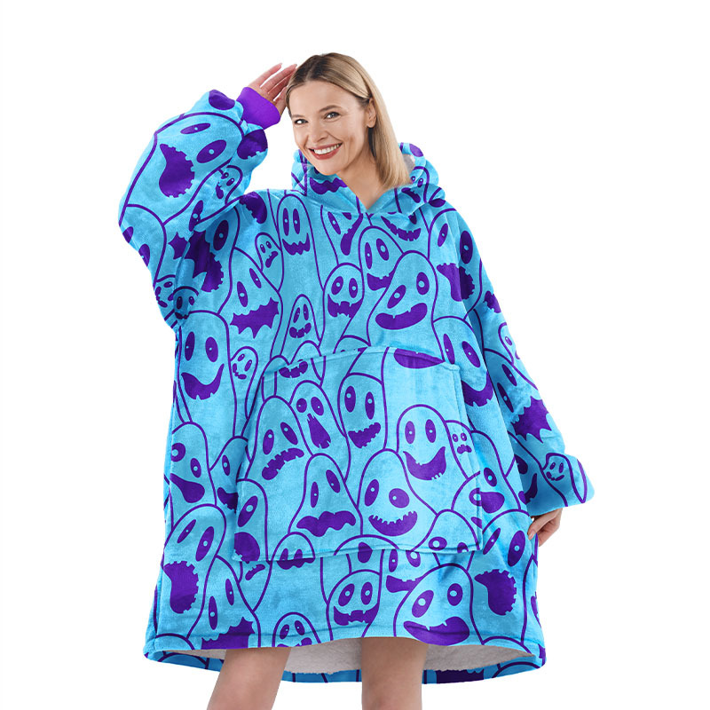 Halloween gran franela pareja ropa casera casual pijamas calentamiento europeo y americano encapuchado pijama perezoso