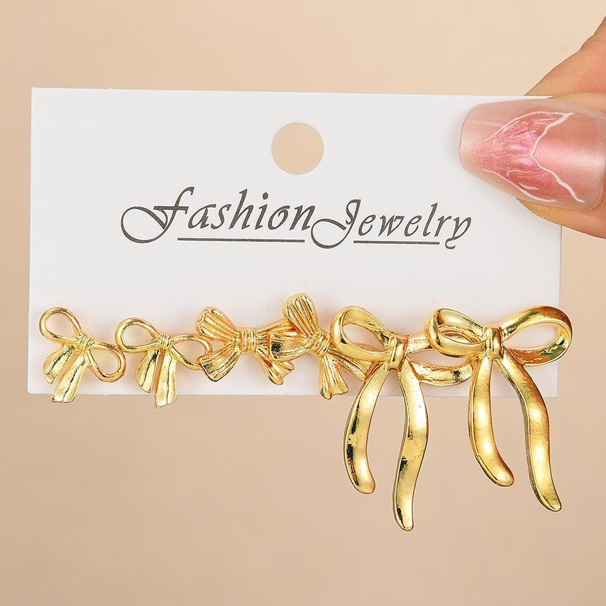 跨境专供新款蝴蝶结耳环套装三对装女时尚轻奢气质高级感耳饰批发