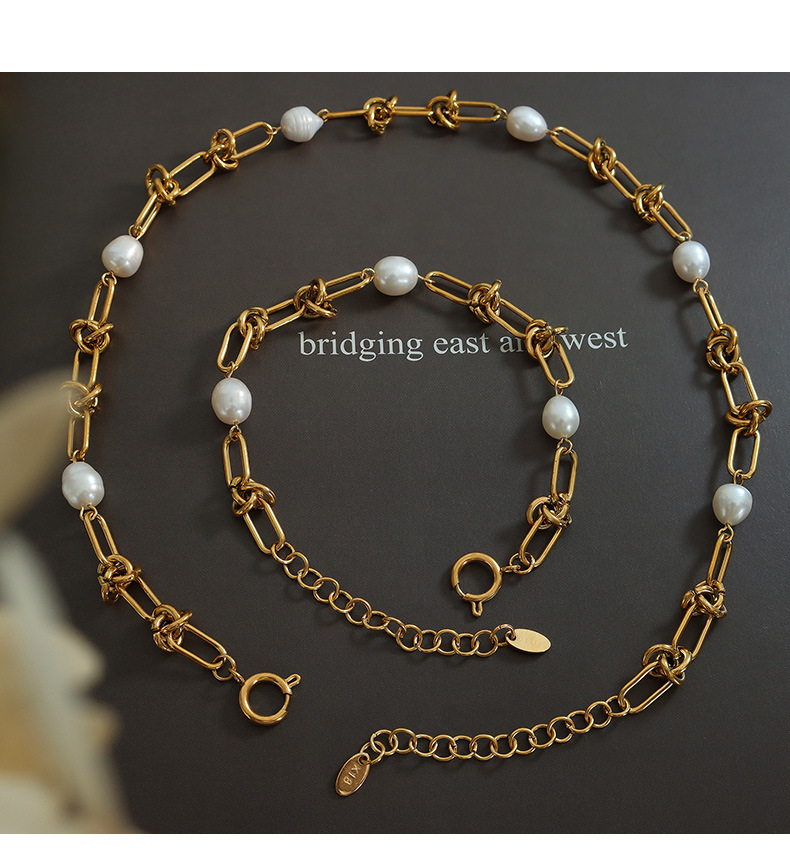 Fashion Geometric Titanium Steel Beaded Bracelets Necklace 1 Piece