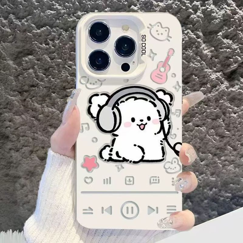 Apple 13 携帯電話ケース iPhone15/16Promax Huawei pura70 携帯電話ケースに適したミュージカル子犬|undefined