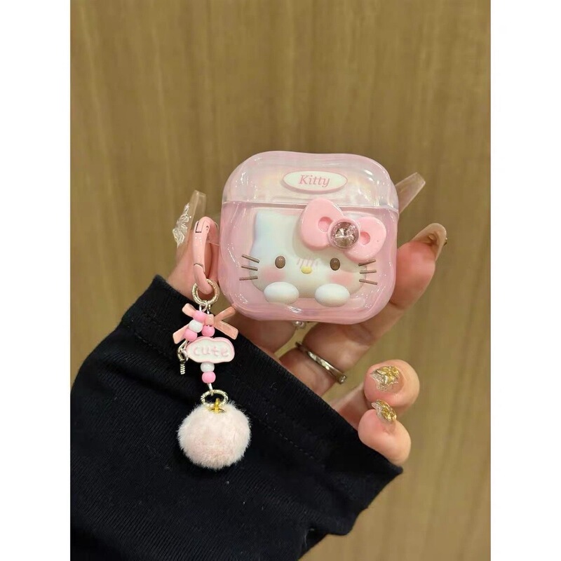 Ins Cute 3D Bow Kt Cat Airpods4 Apple Earphone Case Airpodspro3 Earphone Cover Ins Cute 3D Bow Kt Cat Airpods4 Apple Earphone Case Airpodspro3 Earphone Cover