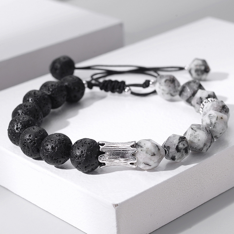 Organic men's woven bracelet natural stone handmade