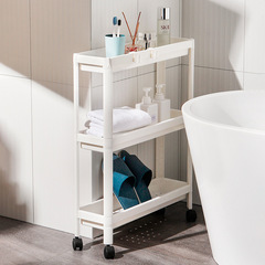 Household sandwich bathroom storage rack Multi-layer floor-mounted storage rack with pulleys Bathroom storage rack