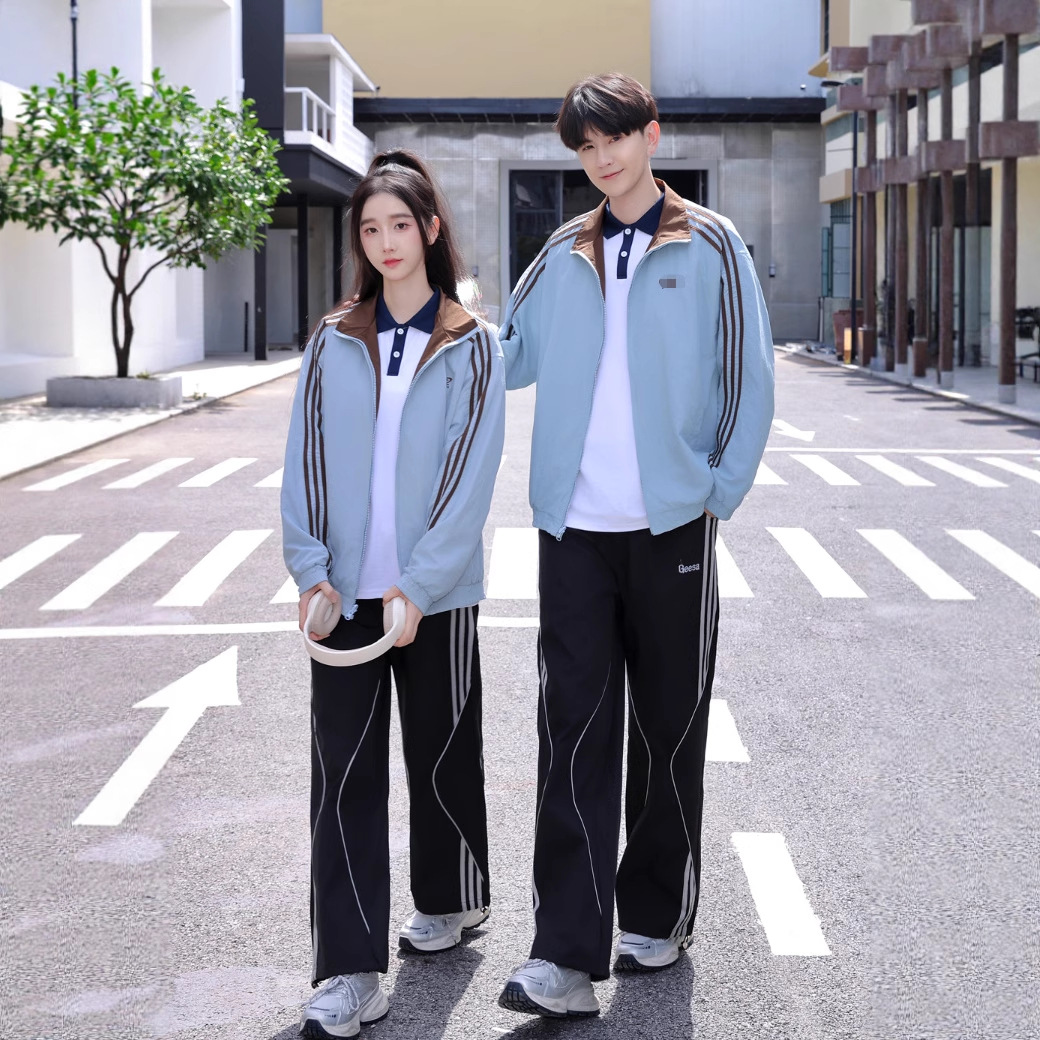 Reversible Three-Stripe Contrast Color Stand-Up Collar Jacket for Men in Spring and Autum Loose and Versatile Casual Class Uniform Stripesd Jacket