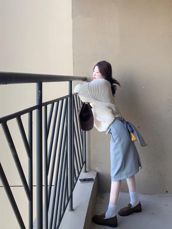 韩系慵懒风软糯麻花毛衣女秋新款高级感显瘦百搭针织衫高领上衣潮|undefined