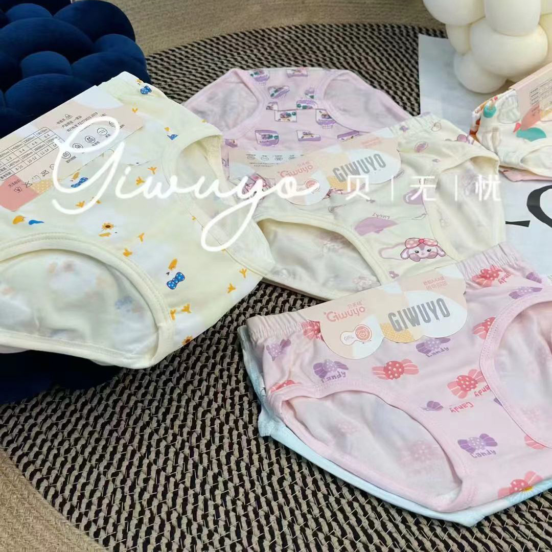 [2 card] cotton girls briefs children girls kindergarten baby girl cartoon boxer briefs