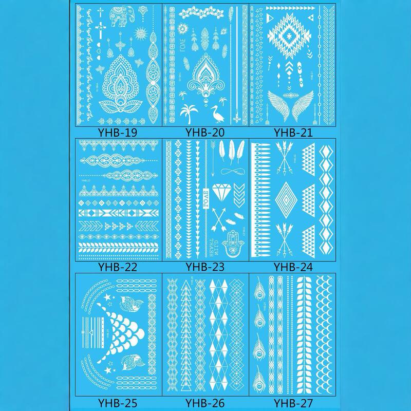 Hot HENA White Lace Tattoo Sticker Bride Wedding Holiday Face Neck Chest Arm Body