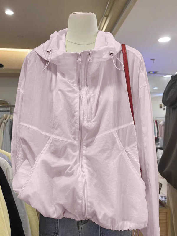 夏の新しいルーズカジュアルダブルジッパー単層薄型多用途フード付きジャケット軽量ジャケット女性の日焼け止めトップ|undefined