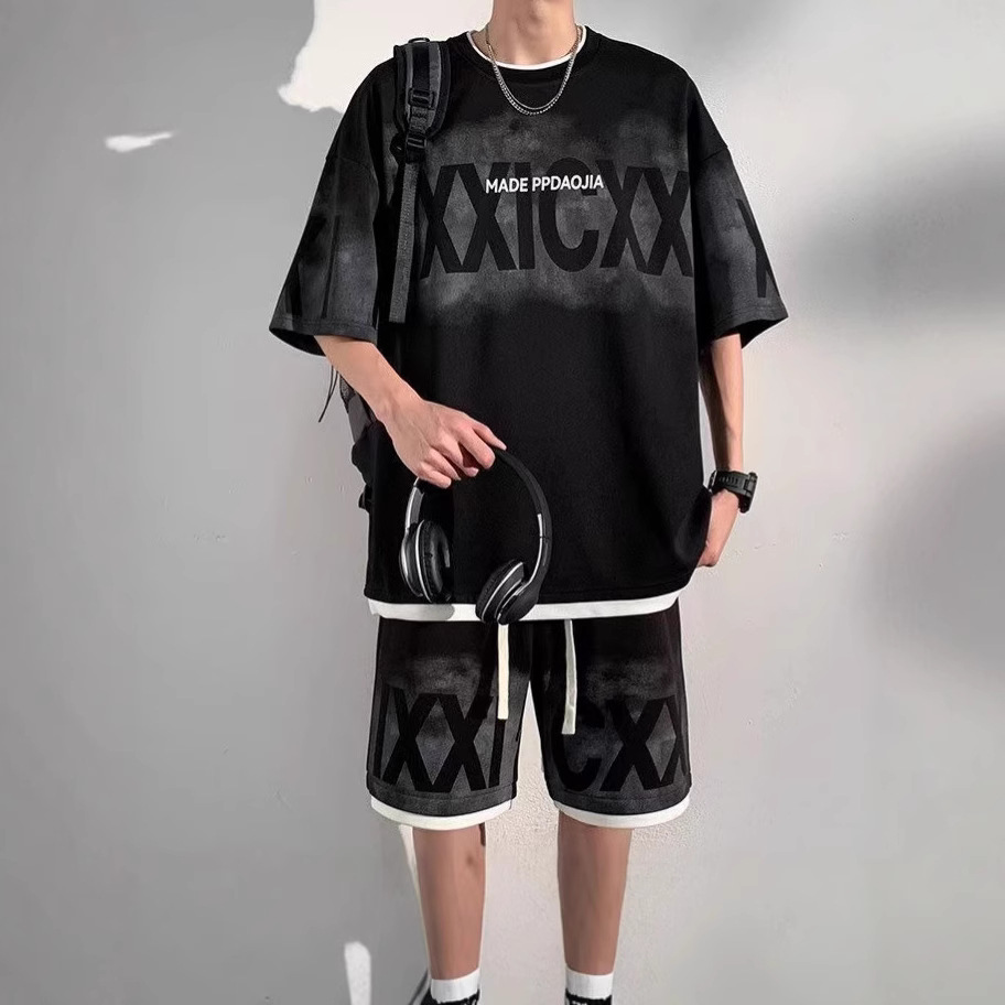 Trendy New Arrival suit Artistic Simple Shorts T-Shirt Japanese Harajuku high quality Summer Lazy Fashion Artistic Ins