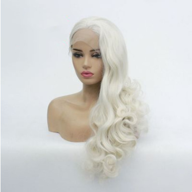 Peluca de ola grande _ Peluca larga de rollo grande para damas europeas y americanas Peluca de encaje frontal blanca de arroz esponjosa LW0219