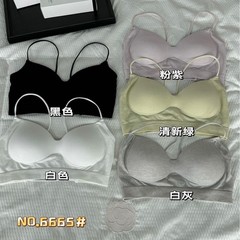 新款交叉吊帶美背一體杯裹胸聚攏吊帶內衣無縫抹胸美背內衣細肩帶