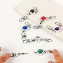 易拉得圆形伸缩易拉扣金属易拉得钥匙扣金属圈易拉得伸缩式双勾