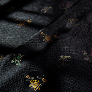 Fabric jacquard plum bamboo brocade fabric gift packaging table mouth gold bag new Chinese vest clothing fabric diy