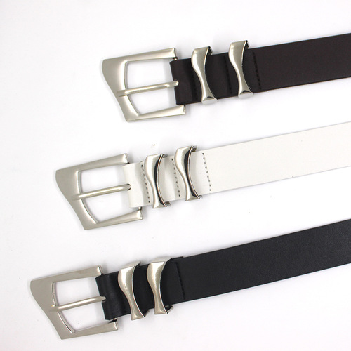 New wave-shaped irregular alloy buckle belt for women and men niche personality punk all-match skirt jeans belt