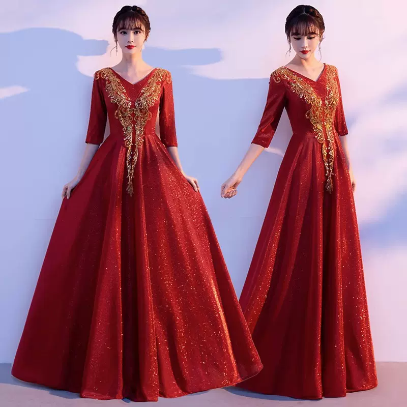 大合唱团演出服女长裙气质优雅主持人指挥服红歌比赛合唱礼服显瘦