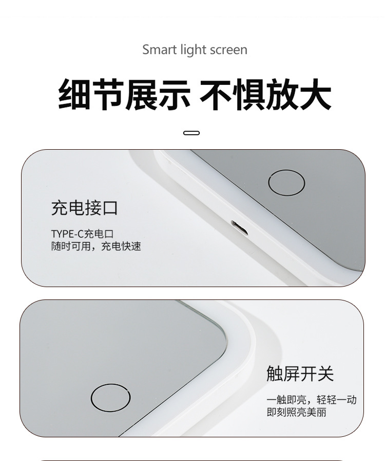 Cross-Border Car Sun Visor Led Makeup Mirror with Light Makeup Mirror Vanity Mirror Touch-Up Mirror Makeup Mirror with Light Comb