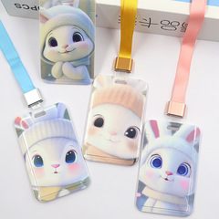 Cute slider student card holder with good looks, campus access card, meal card holder, bus card holder, bunny card holder with lanyard