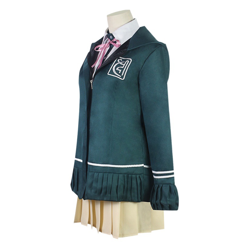 Disfraz de cosplay de Nanami Chisato de Danganronpa 2, ropa de anime, cosplay de actriz, uniforme escolar verde, juego de rol