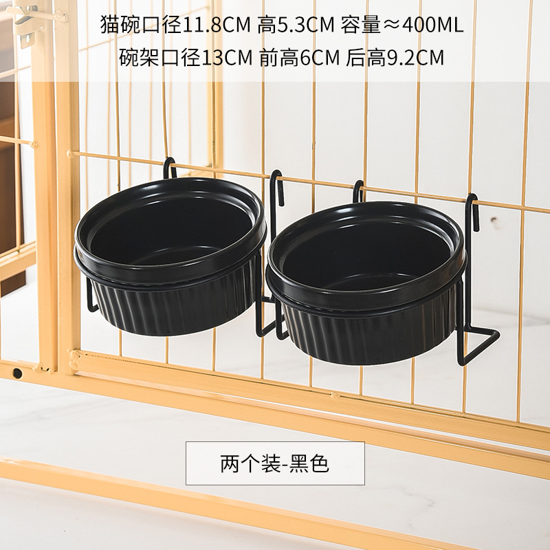 tazón de gato cerámica tazón de comida para gatos jaula colgante fija tazón de comida para gatos anti-derribo cachorro gato beber agua jaula tazón
