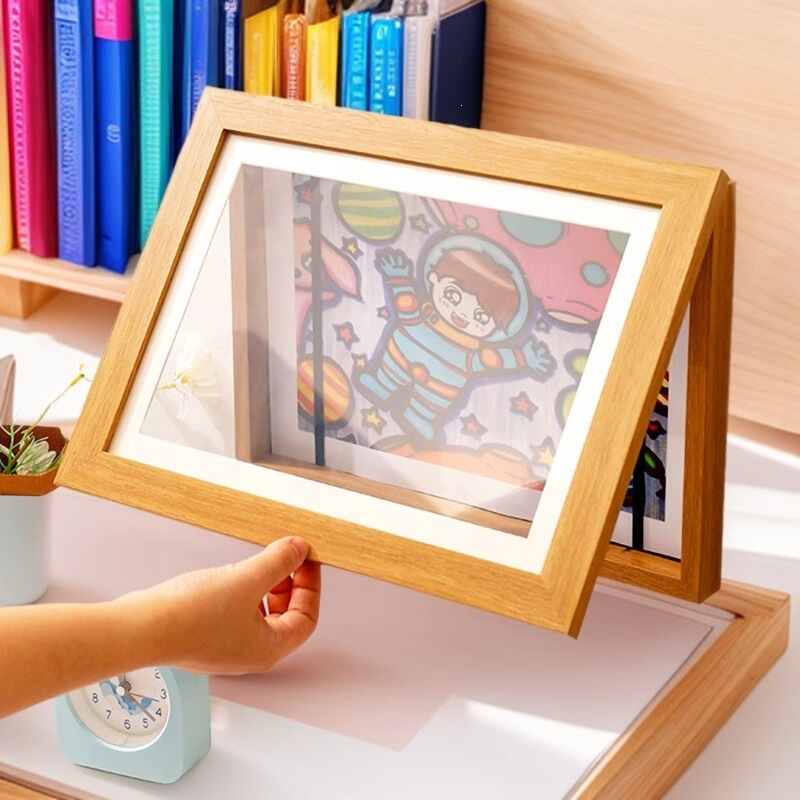 Children's Art Painting Storage Frame Kindergarten Artwork Display Frame A4A3 Mounting Easel Magnetic Flip-Top Photo Frame