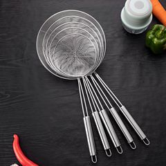 平底不鏽鋼漏勺大容量線漏油炸網漏撈麵勺火鍋勺笊籬網篩logo打標