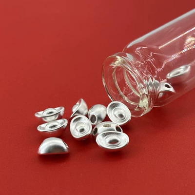 999 pure silver ingot fortune beads, pure silver 3D craft loose beads, spacer beads, DIY silver jewelry accessories, braided rope bracelet