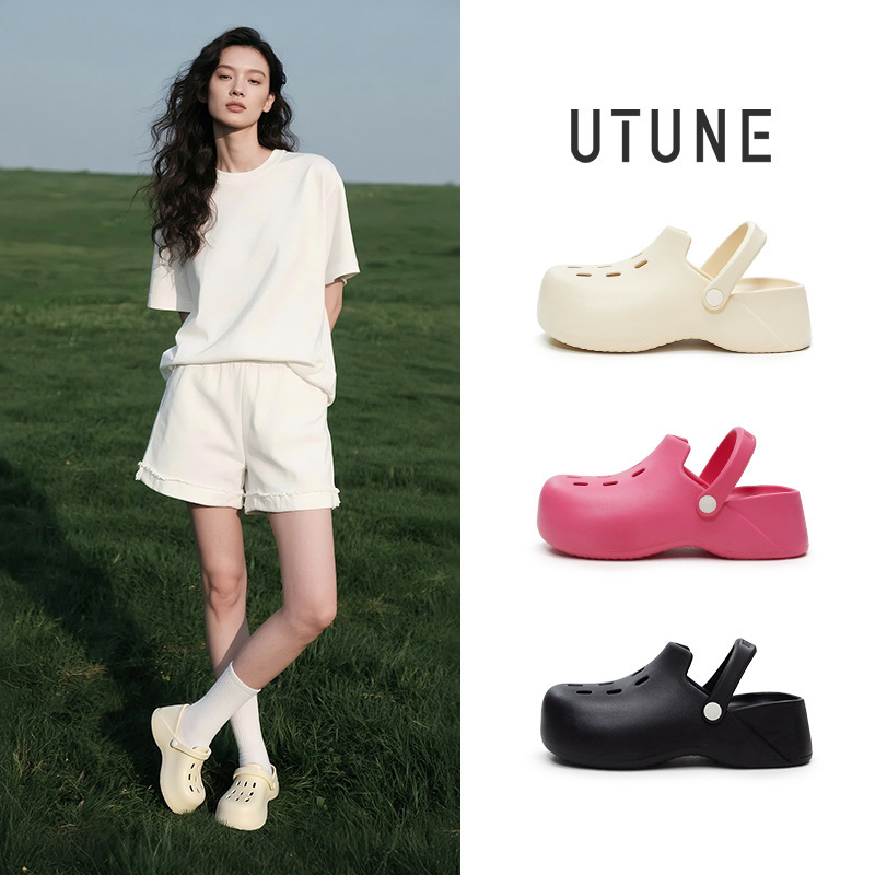 Premium Thick Sole Slippers Women's Drifting Outdoor Mueller Shoes Sandals Summer Office Hole Shoes for Outer Wear Height