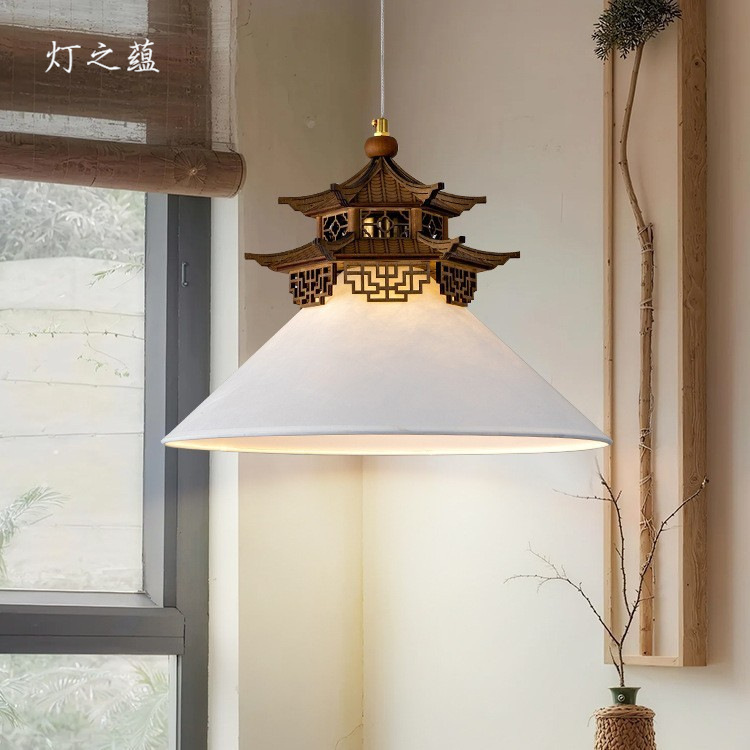 宋式美学中古风书房吊灯玄关过道卧室茶室入户复古新中式艺术灯饰|undefined