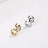 Zirconium, earrings, ear clips stainless steel, 750 sample gold