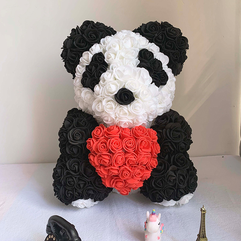 Oso de Rosas Artificiales Transfronterizo, Regalo de Cumpleaños, Regalo del Día de San Valentín Chino, Oso de Flores de PE Hecho a Mano, Producto Terminado