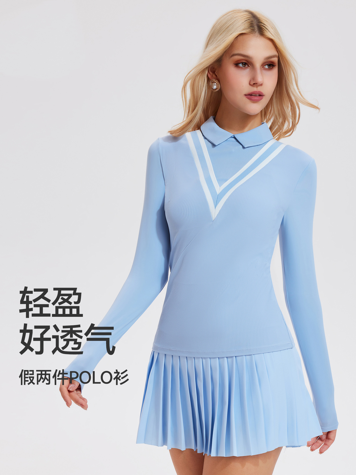 Caijue transfronterizo amazon nueva camiseta de mujer nueva profunda V ropa de tenis casual al aire libre camiseta polo