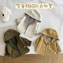 男女宝宝带帽风衣外套2025新款洋气韩版外套卡其色百搭开衫其他棉