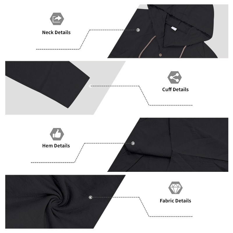 Men's Casual Breathable Linen Hooded Long Sleeve Shirt Cardigan Spring Summer Style Loose Fit Set_viptrois.com