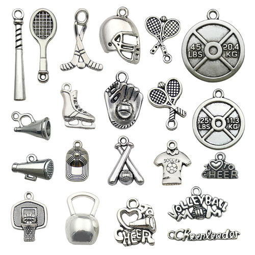 70 pieces of alloy sports series accessories DIY necklace, bracelet, pendant, fashion basketball cheerleading small ornaments