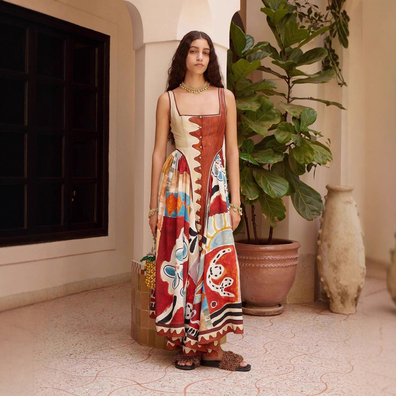 European and American Cross-Border 2025 New Fashion Personalized Printed Linen Patchwork Dress for Amazon and Aliexpress Independent Sites European and American Cross-Border 2025 New Fashion Personalized Printed Linen Patchwork Dress for Amazon and Aliexpress Independent Sites
