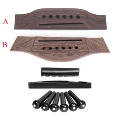Folk guitar rosewood bridge + upper and lower saddles + string pins set