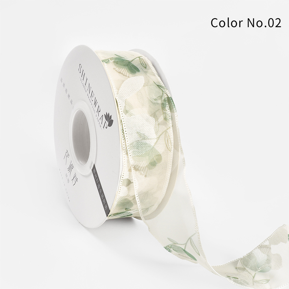 Fabricantes de fiestas de flores al por mayor nueva impresión de cinta 2.5CM envases de flores tiendas de flores regalo ramo de cinta