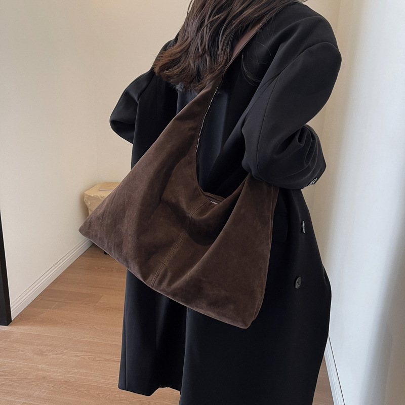 Bolso Tote de Gamuza de Cuero PU, Gran Capacidad, Cierre con Cremallera, para Viajes y Uso Casual