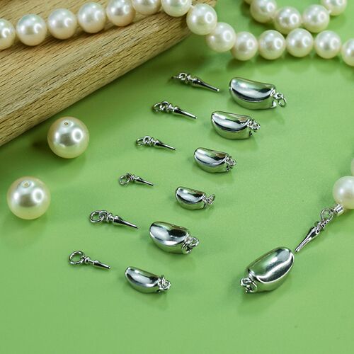 Pure silver pearl buckle accessories with bracelet necklace ingot buckle semi-finished oval jewelry buckle head wholesale
