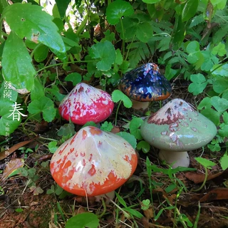 支持代发跨境电商抖音直播 花园草地植物摆件小蘑菇多肉花盆装饰