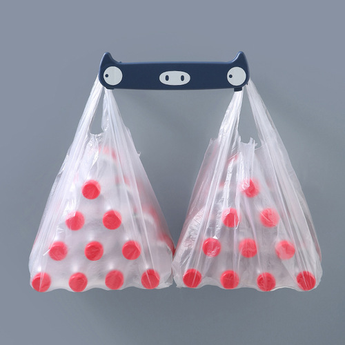 New piggy storage rack wall-mounted kitchen garbage bag hanger without punching cartoon rag garbage bag holder