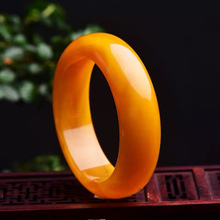 天然老蜜蜡手镯真品琥珀鸡油黄手镯纯天然原矿石