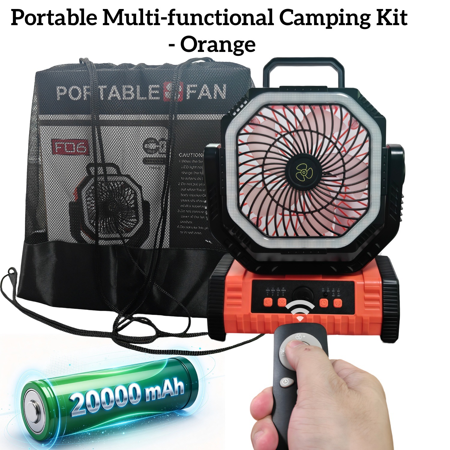 Ventilador Portátil de Camping con Luz USB con Luz LED y Batería de Emergencia para Tienda de Campaña y Pesca image 9