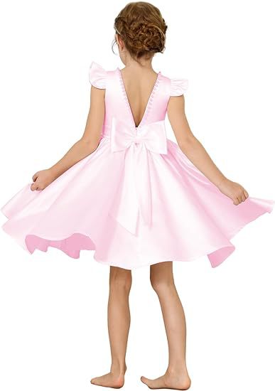 Elegantes Mädchen Satin Kleid Für Klavierkonzert Und Geburtstag_voghion.com