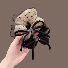 韓国の東大門メッシュ水玉模様のリボンヘアゴム、女性用、シンプルで多用途、超妖精、優しくて甘い気質