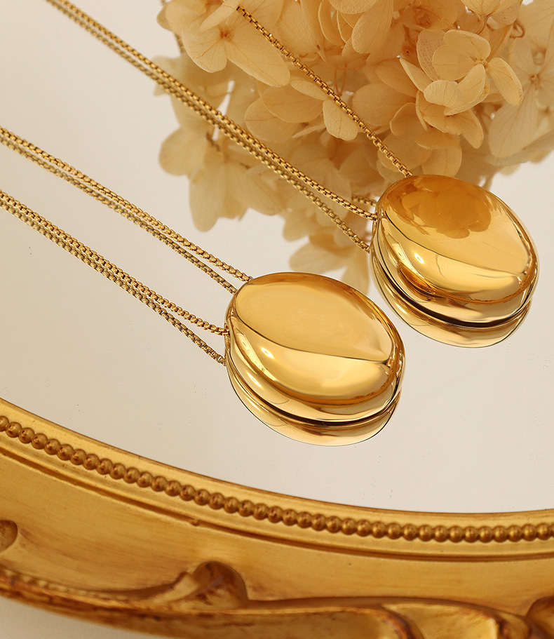 304 Stainless Steel Chain Material 18K Gold Plating Color Wedding, Travel Occasion PVD Coated Real Gold Plated 18K Gold Geometric 304 Stainless Steel Fashion Waterproof Non Tarnish 304 Stainless Steel Pendant Necklace